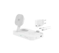 4smarts Qi2 Chargeur Secteur Universel 25W Qi Wireless Charging & MagSafe, 4 Ports USB (1x15W, 3x5W), Blanc, Câble 1.5m, Compatible Intérieure