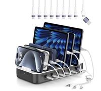 4smarts Station de charge Multiport 100W – 5 USB‑C + USB, 6 câbles inclus – Gris