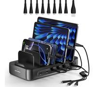 4smarts Station de charge USB C 100 W pour plusieurs appareils, hub de charge rapide multi-appareils à 6 ports, stations de travail de bureau et à domicile pour iPhone, iPad, tablettes, appareils