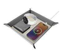 4smarts Vide-poches avec Station de Charge sans fil15W Charge Rapide Gris