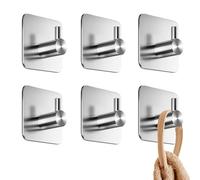 4smile Crochets auto-adhésifs sans perçage - 6 crochets adhésifs en acier inoxydable, crochets adhésifs antirouille pour accrocher des serviettes dans la salle de bain, crochets porte-serviettes à