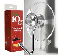 4smile Lot de 10 crochets à ventouse, Ø 35 mm, transparents, en PVC avec acier inoxydable, ventouses polyvalentes, avec crochets, pour décoration de fenêtre, cuisine et salle de bain, faciles à
