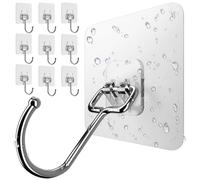 4smile Lot de 10 crochets adhésifs extra résistants - Capacité de charge de 15 kg - Crochets auto-adhésifs - Pivotant à 180 ° - Crochets adhésifs robustes et transparents - Pour mur, décoration