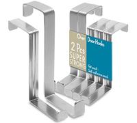 4smile Lot de 3 + 2 crochets de porte en acier inoxydable avec mousse + coussinets adhésifs - Crochets de porte en métal en forme de Z pour accrocher sur différentes largeurs de porte, antirouille