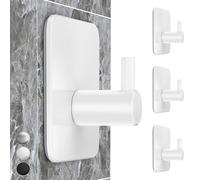 4smile Lot de 4 porte-serviettes sans perçage - Crochets adhésifs blancs en acier inoxydable - Crochets pour serviettes étanches - Antirouille - Pour salle de bain et cuisine