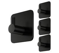 4smile Lot de 4 porte-serviettes sans perçage - Crochets adhésifs noirs imperméables - Crochets pour serviettes de salle de bain en acier inoxydable - Crochets autocollants attrayants