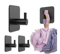 4smile Lot de 4 porte-serviettes sans perçage - Noir - Autocollant - Pour salle de bain - Crochets adhésifs imperméables extra solides - Design classique