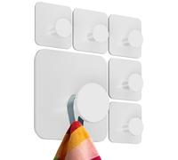 4smile Lot de 6 crochets adhésifs MZ pour salle de bain et cuisine Blanc