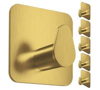 4smile Lot de 6 crochets adhésifs ovales - Sans perçage - Doré