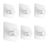 4smile Lot de 6 crochets adhésifs pour serviettes sans perçage - Blanc - Pour salle de bain et cuisine - Style Mz