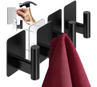 4smile Lot de 6 crochets muraux adhésifs noirs pour serviettes - Crochets adhésifs antirouille pour accrocher des serviettes dans la salle de bain