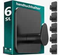 4smile Lot de 6 porte-serviettes de salle de bain crochet adhésifs ovales en acier inoxydable - Crochets imperméables pour salle de bain, WC, cuisine