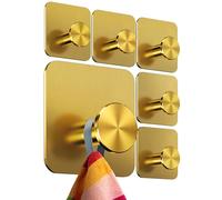 4smile Lot de 6 porte-serviettes sans perçage - Doré - En acier inoxydable - Crochets adhésifs modernes - Grande capacité de charge - Crochets imperméables pour salle de bain