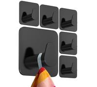 4smile Lot de 6 porte-serviettes sans perçage - Noir - En acier inoxydable - Crochets adhésifs ovales fonctionnels - Résistants à l'eau - Pour salle de bain