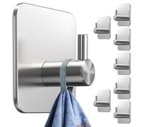 4smile Lot de 8 porte-serviettes sans perçage en acier inoxydable | Crochet adhésif comme crochet porte-serviette, crochet étanche autocollant - Porte-serviettes de salle de bain et cuisine