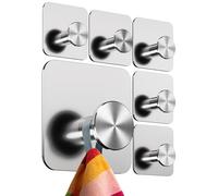 4smile Porte-serviettes sans perçage, lot de 6 crochets autocollants en acier inoxydable, adaptés aux pièces humides, crochets pour serviettes avec coussinets adhésifs