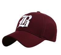 4sold ABC Letter Casquette Snapback en Noir/Blanc avec Les Lettres B Black (B Dark Red)