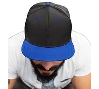 4sold ABC Red Cap Noir Snapback Casquette de Baseball Fermeture à Bouton-Pression réglable avec écran Plat de Nombreuses Couleurs (Black Blue)