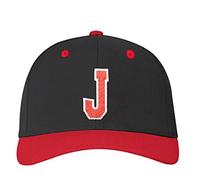 4sold Casquette à languette avec lettres ABC et 23 chiffres Rouge/noir/blanc avec lettres A à Z, J, Taille unique