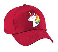4sold Casquette de baseball licorne arc-en-ciel pour filles - Casquette de sport réglable - Rouge