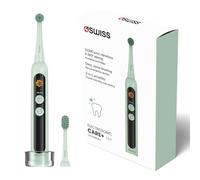 4Swiss Brosse Dent Électrique avec Accessoires Sonique Electrique pour Adulte 6 Modes de Nettoyage Brossage Chargeur Station USB Silencieux Brossette Rechange Set 2 Embout Rond Menthe -ST216