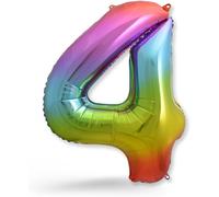 4Th Birthday Balloon - Number 4 Balloon In Multi-Coloured - 4 Year Old Girl Or Boy - Inflatable With Helium - For A Dazzling Celebration - Balloon 4