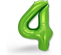 4Th Birthday Balloon - Number 4 Green Inflatable Helium Balloon - Birthday Decoration For Children, Boy Girl Party - Reusable Balloon For Events, Celebrations, Baby Shower