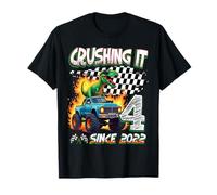 4th Birthday Monster Truck Dinosaur Crushing It Since 2022 T-Shirt