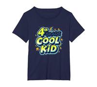 4th Grade Cool Kid: Célébration Amusante de l'année Scolaire T-Shirt, Femme Grandes Tailles, Bleu Marine, 4X