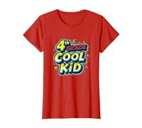 4th Grade Cool Kid: Célébration Amusante de l'année Scolaire T-Shirt, Femme, Rouge, S