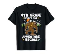 4th Grade Where The Adventure Begins Back to School Bigfoot T-Shirt Graphique avec Valeur