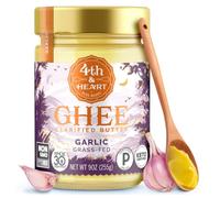 4th & Heart California Ghee nourri à l'ail, beurre clarifié, substitut de beurre 1:1, élevé au pâturage, sans lactose et sans caséine, 255 g