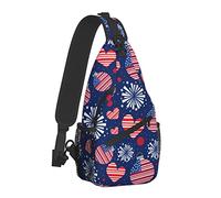 4th of July American Independence Day Sling Bag for Women Men, Patriotic Crossbody Sacs à bandoulière Casual Sling Backpack Chest Bag Voyage Randonnée Daypack for Outdoor