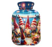 4th of July Bouillotte avec housse en velours pour soulager les douleurs au cou et aux épaules Taille M