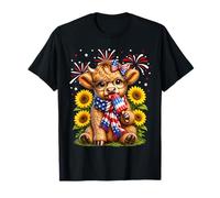4th of July Cute Highland Cow Popsicle USA Flag Patriotic T-Shirt