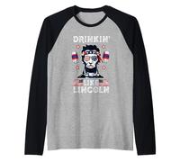 4th of July Drinkin Like Lincoln Merica Abraham Beer Lover Manche Raglan