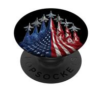 4th of July Fighter Jet US Flag American Military Planes PopSockets PopGrip Adhésif