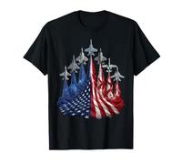 4th of July Fighter Jet US Flag American Military Planes T-Shirt