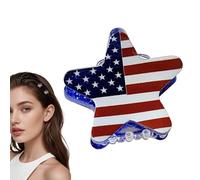 4th Of July Hair Clip - Patriotic Star Ribbon Hair Accessory | Red White Blue Glitter Bow Barrette for Women Girls Festival Party Outfit Decor Use Headpiece Celebration