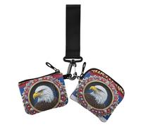 4th of July Independence Day Black Bird Liberty Ride Lot de 2 étuis à cartes pour femme Porte-monnaie fin amovible avec dragonne, 4th of July Independence Day Black Bird Liberty Ride, 1 size
