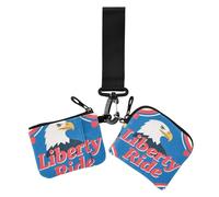 4th of July Independence Day Black Bird Liberty Ride Lot de 2 porte-monnaie pour femme avec dragonne, 4th of July Independence Day Black Bird Liberty Ride, 1 size, Décontracté