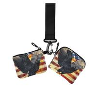 4th of July Independence Day Black Bird Lot de 2 portefeuilles à double dragonne pour femme avec porte-clés, Oiseau noir du 4 juillet, 1 size, Décontracté