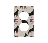 4th of July Independence Day Brown Doberman Couvercle de prise de courant pour interrupteur mural unique Tapa para interruptor de luz Duplex Outlets