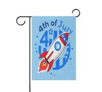 4th of July Independence Day - Fusées rouges et bleues - Drapeaux décoratifs d'extérieur - Bannière « Happy New Year » pour décoration de cour - 30,5 x 45,7 cm - Double face