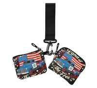 4th of July Independence Day Land of Free Blue Truck Lot de 2 porte-cartes pour femme avec dragonne, 4 juillet Jour de l'indépendance terre de camion bleu gratuit, 1 size, Décontracté