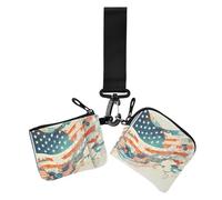 4th of July Independence Day Music Notes Fragmented Style Portefeuille Porte-cartes Mignon Mode Carte de visite Organisateur d'argent avec poche zippée pour femme 2 pièces, Notes de musique du jour de