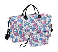 4th of July Independence Day Red and Blue Roses Sac de sport décoratif avec sangle réglable pour voyage en avion Grande capacité bolso de para Mujer Avion