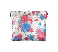 4th of July Independence Day Red and Blue Roses Women PU Leather Coin Purse Handy Pocket Purse Makeup Bag for Men Women Travel