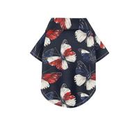 4th of July Independence Day Red Blue Butterfly Summer Dog Shirts Colared Polo T-Shirts Button Up Respirant Cool Pet Clothes Puppy Clothes Perfect for Everyday Wear, and Photoshoots L-5XL