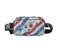 4th of July Independence Day United States Sac à bandoulière tendance pour femme et homme Mini sac banane de course, Étoile et rayures du 4 juillet pour le jour de l'indépendance américaine, 1 size